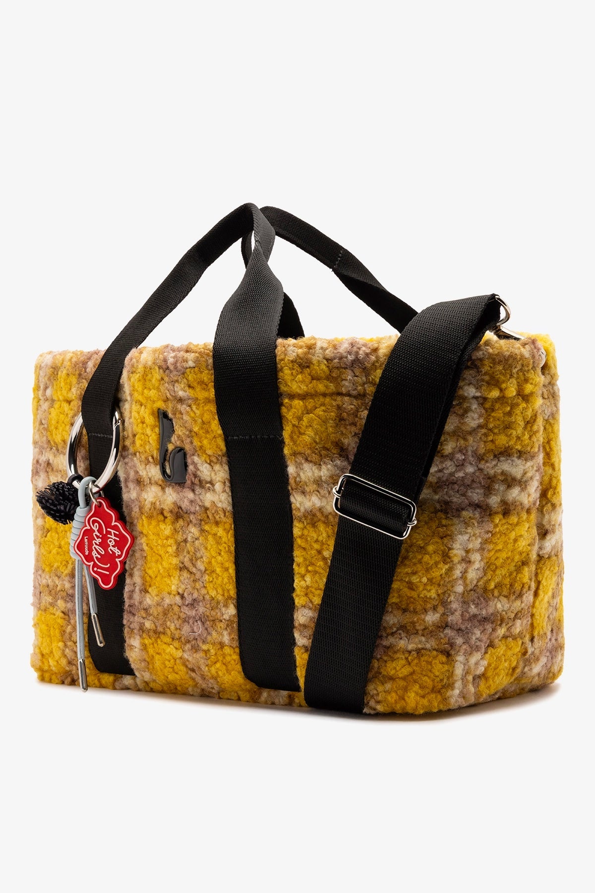 Americana Tote Bag In Dijon Plaid Fur - Larroude