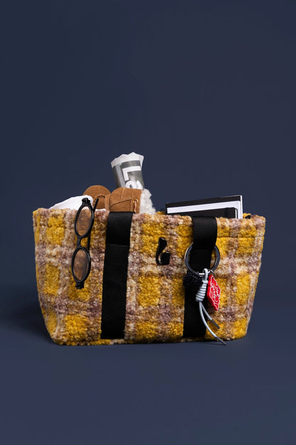 Americana Tote Bag In Dijon Plaid Fur - Larroude