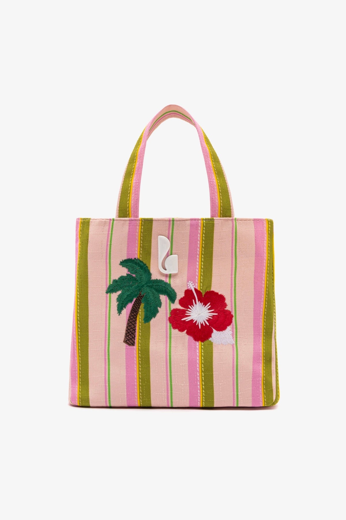 Poppy Mini Tote Bag In Tulip And Emerald Raffia - Larroude