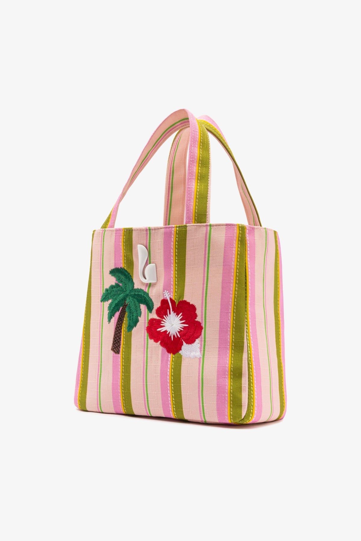 Poppy Mini Tote Bag In Tulip And Emerald Raffia - Larroude