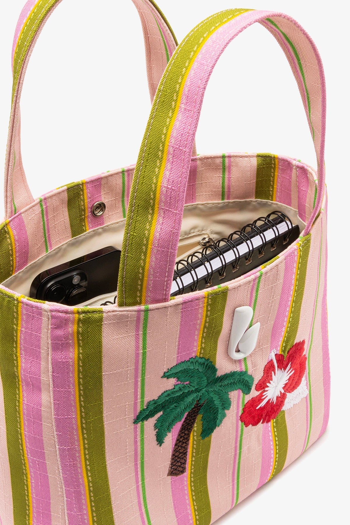 Poppy Mini Tote Bag In Tulip And Emerald Raffia - Larroude