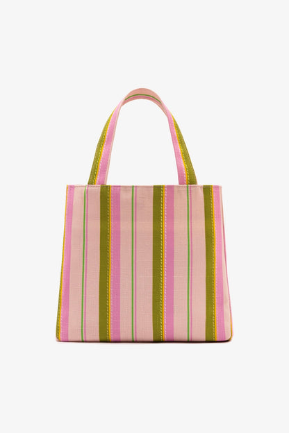 Poppy Mini Tote Bag In Tulip And Emerald Raffia - Larroude