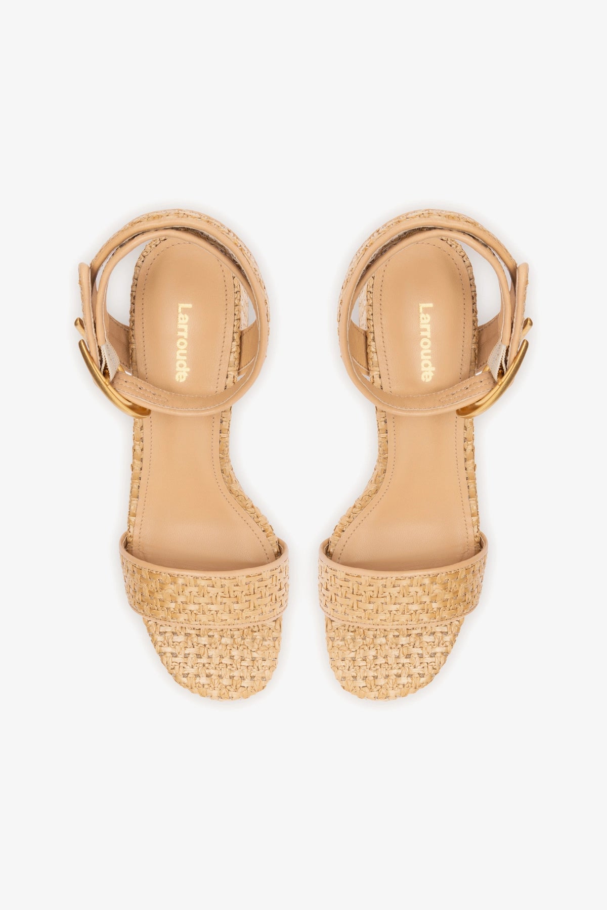 Dolly Verona Low Sandal In Natural Raffia and Beige Leather - Larroude