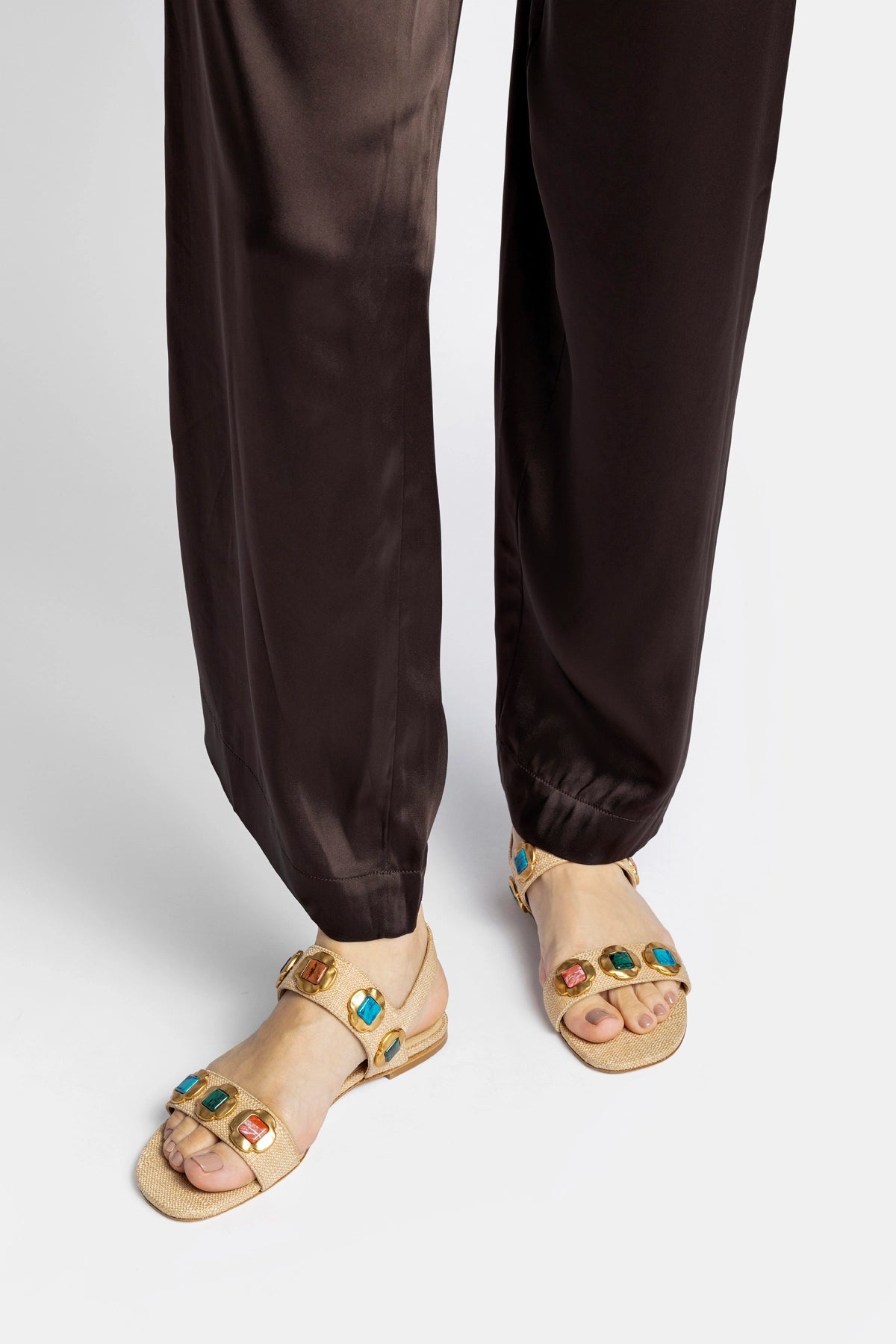 Milan Gioiello Flat In Beige Raffia - Larroude