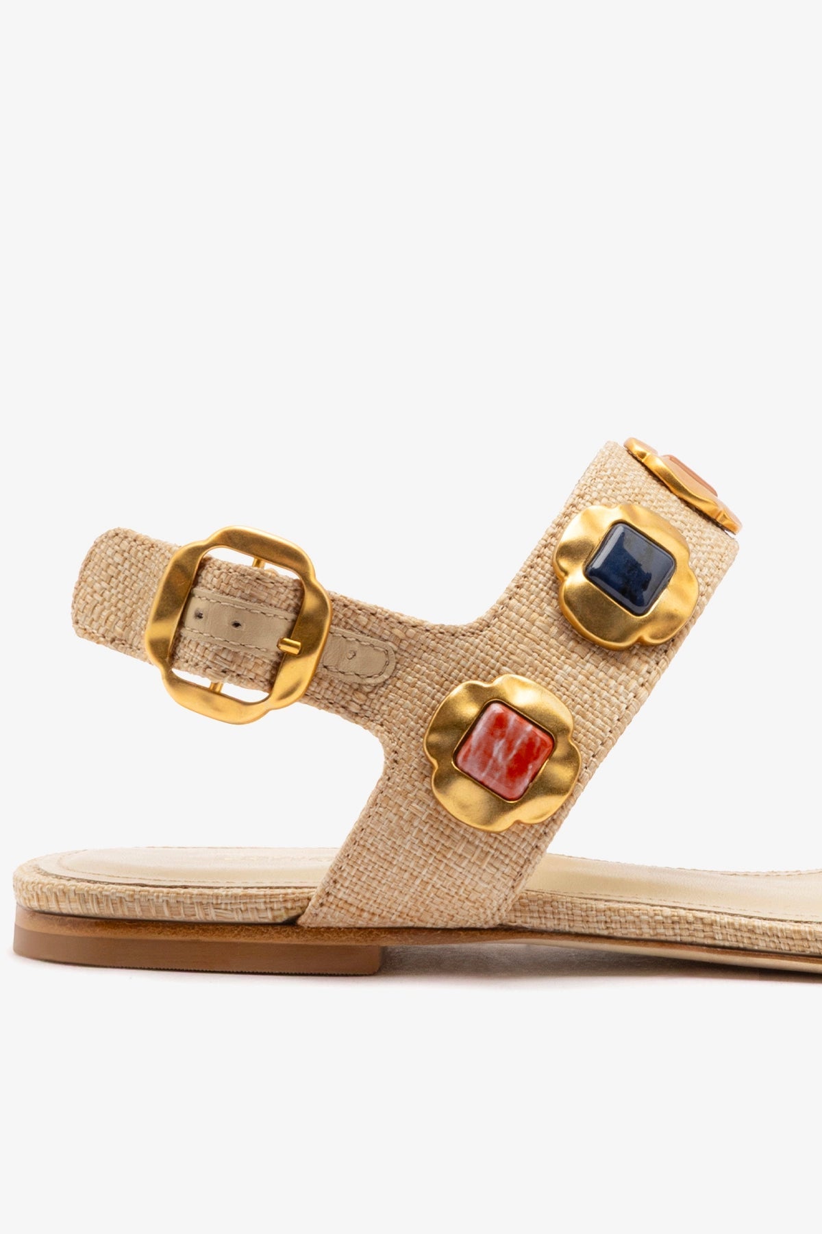 Milan Gioiello Flat In Beige Raffia - Larroude