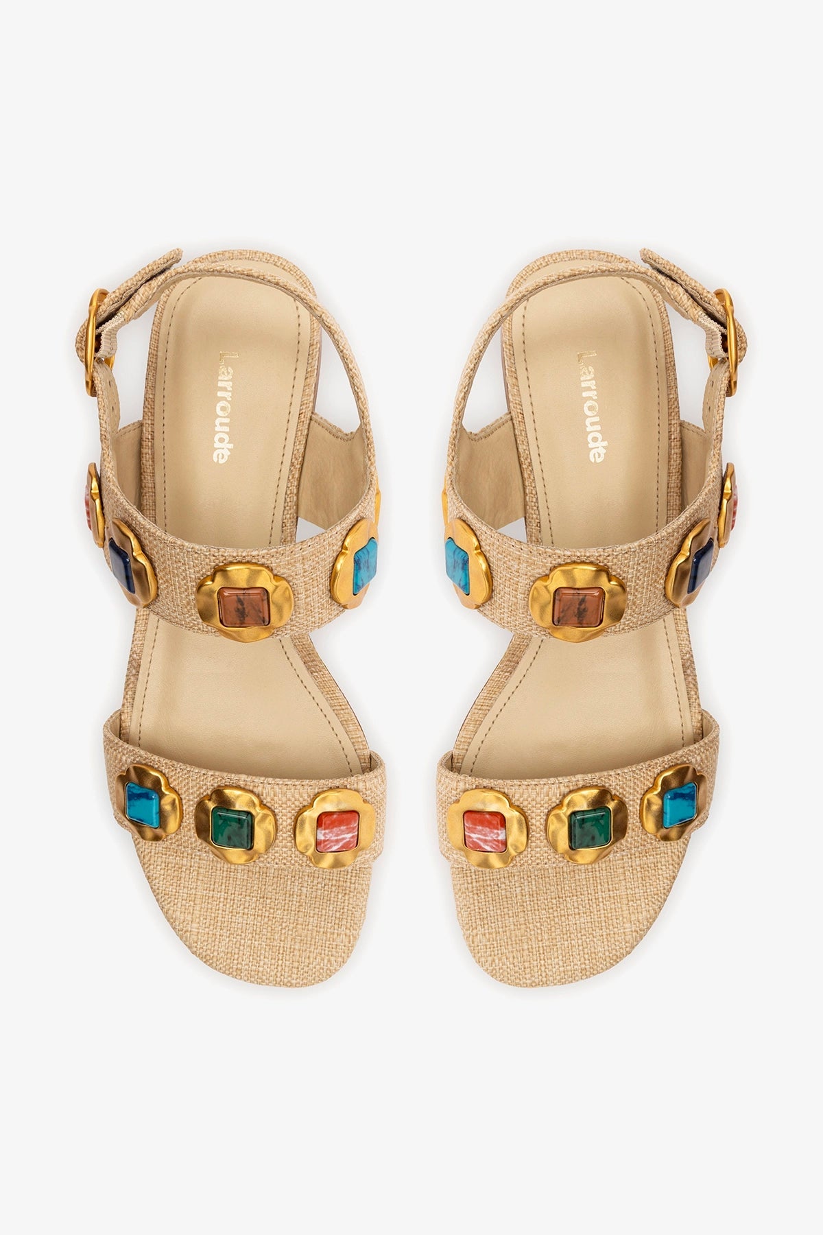 Milan Gioiello Flat In Beige Raffia - Larroude