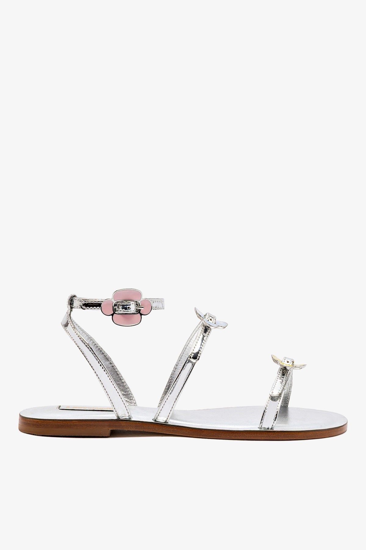 Tinx Flat Sandal In Silver Specchio - Larroude