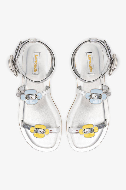 Tinx Flat Sandal In Silver Specchio - Larroude