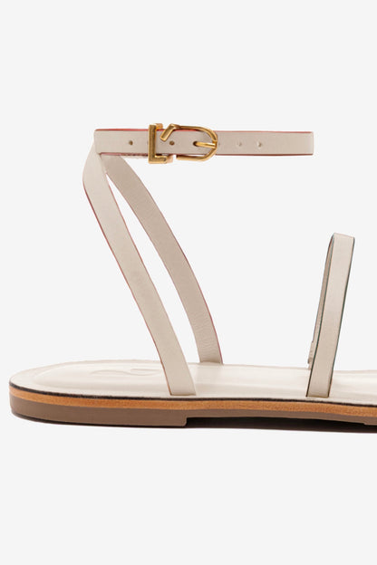 Biarritz Flat Sandal In Ivory Leather - Larroude