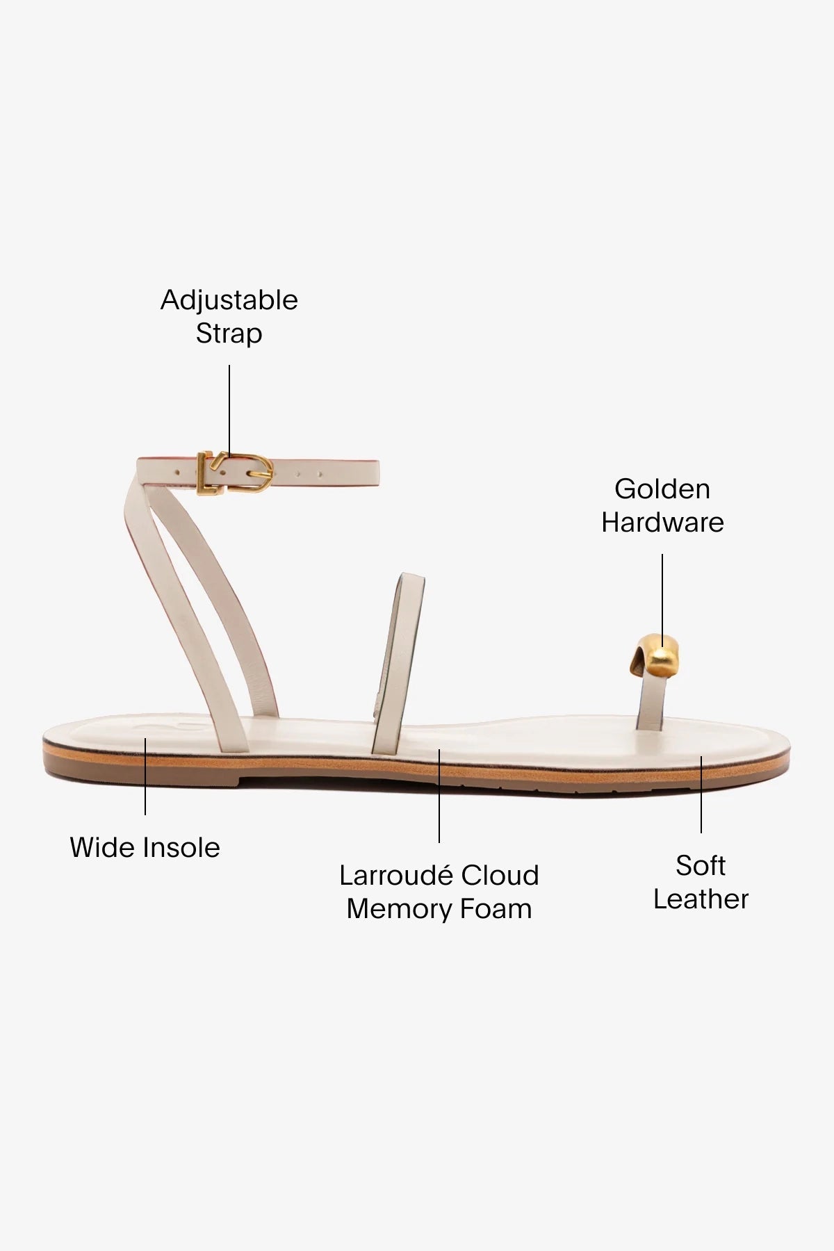 Biarritz Flat Sandal In Ivory Leather - Larroude