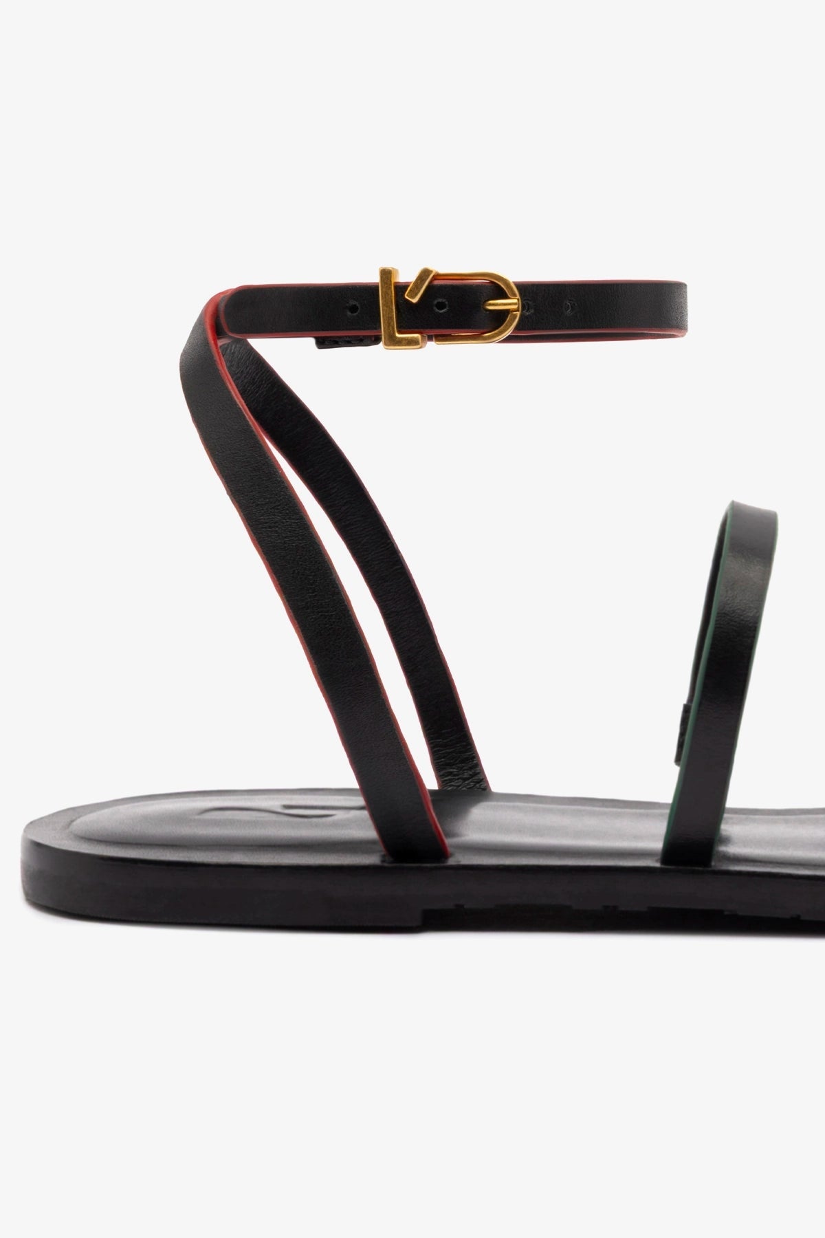 Biarritz Flat Sandal In Black Leather - Larroude