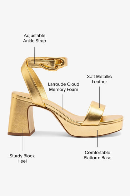 Dolly Verona Low Sandal In Gold Metallic Leather - Larroude