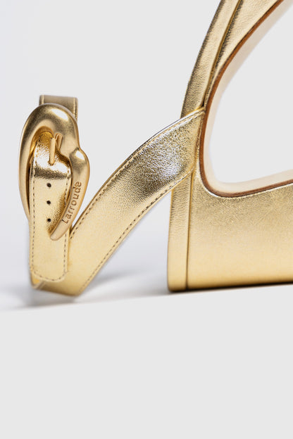 Dolly Verona Low Sandal In Gold Metallic Leather - Larroude