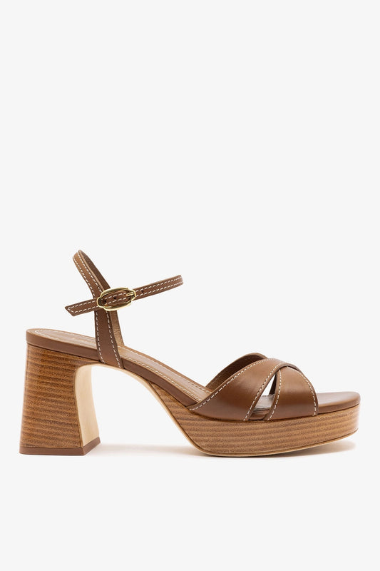 Bianca Low Sandal Caramel Leather - Larroude
