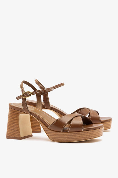 Bianca Low Sandal Caramel Leather - Larroude