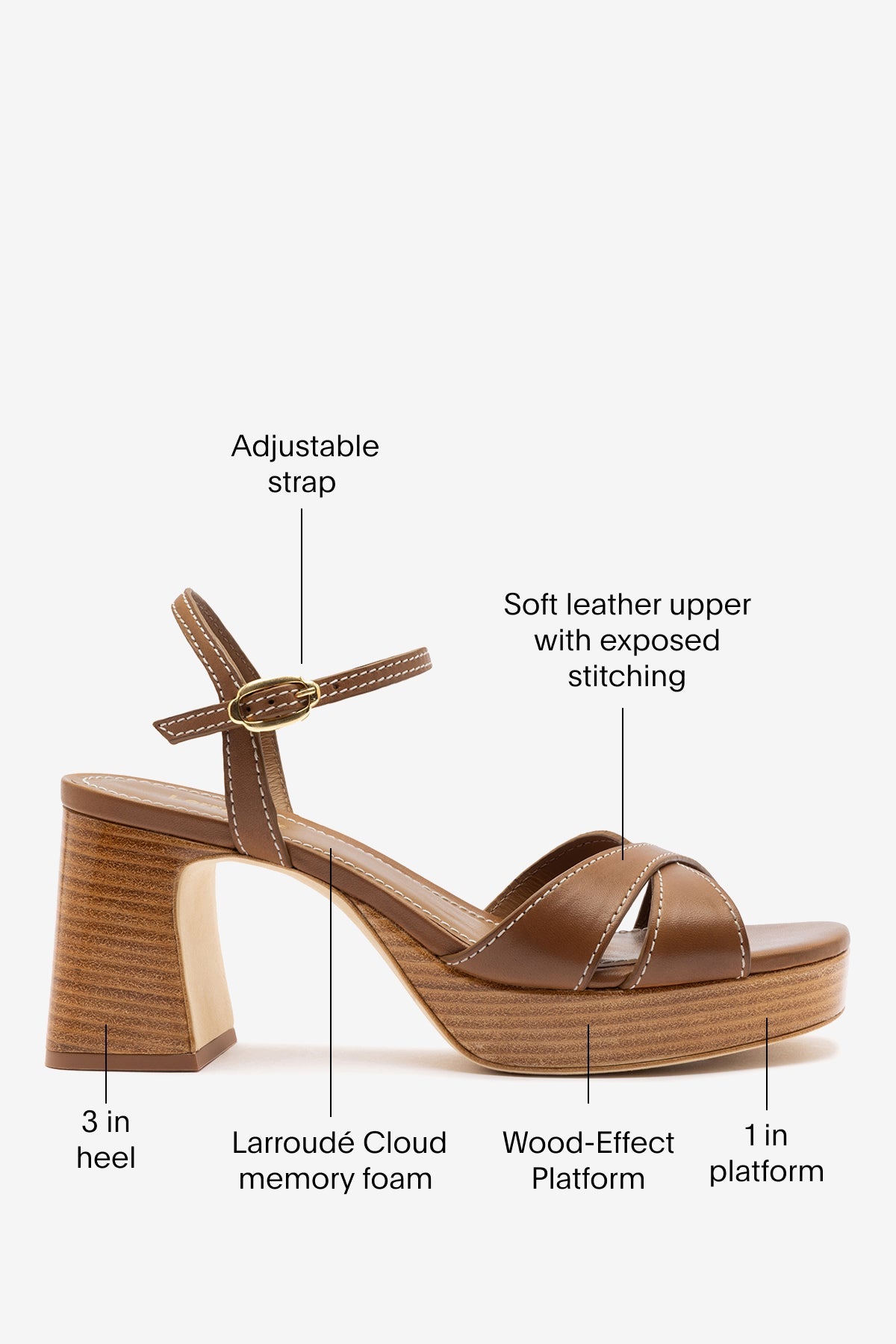 Bianca Low Sandal Caramel Leather - Larroude