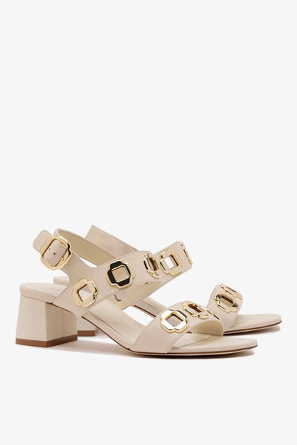 Milan Sandal In Ivory Leather - Larroude
