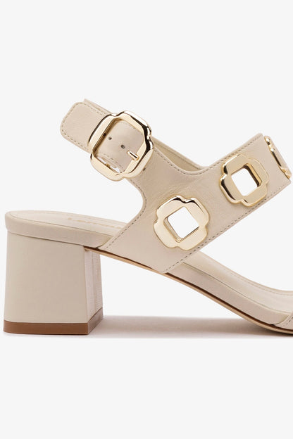 Milan Sandal In Ivory Leather - Larroude