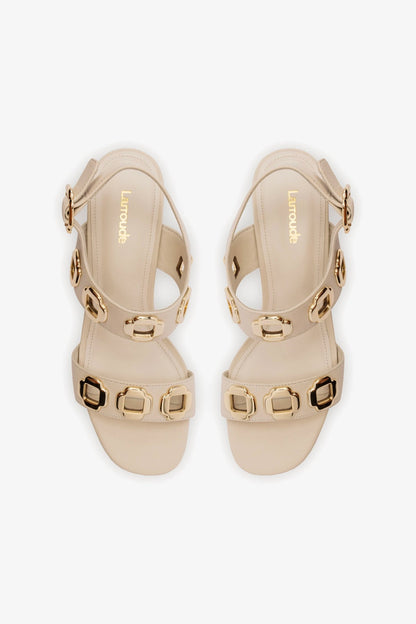 Milan Sandal In Ivory Leather - Larroude