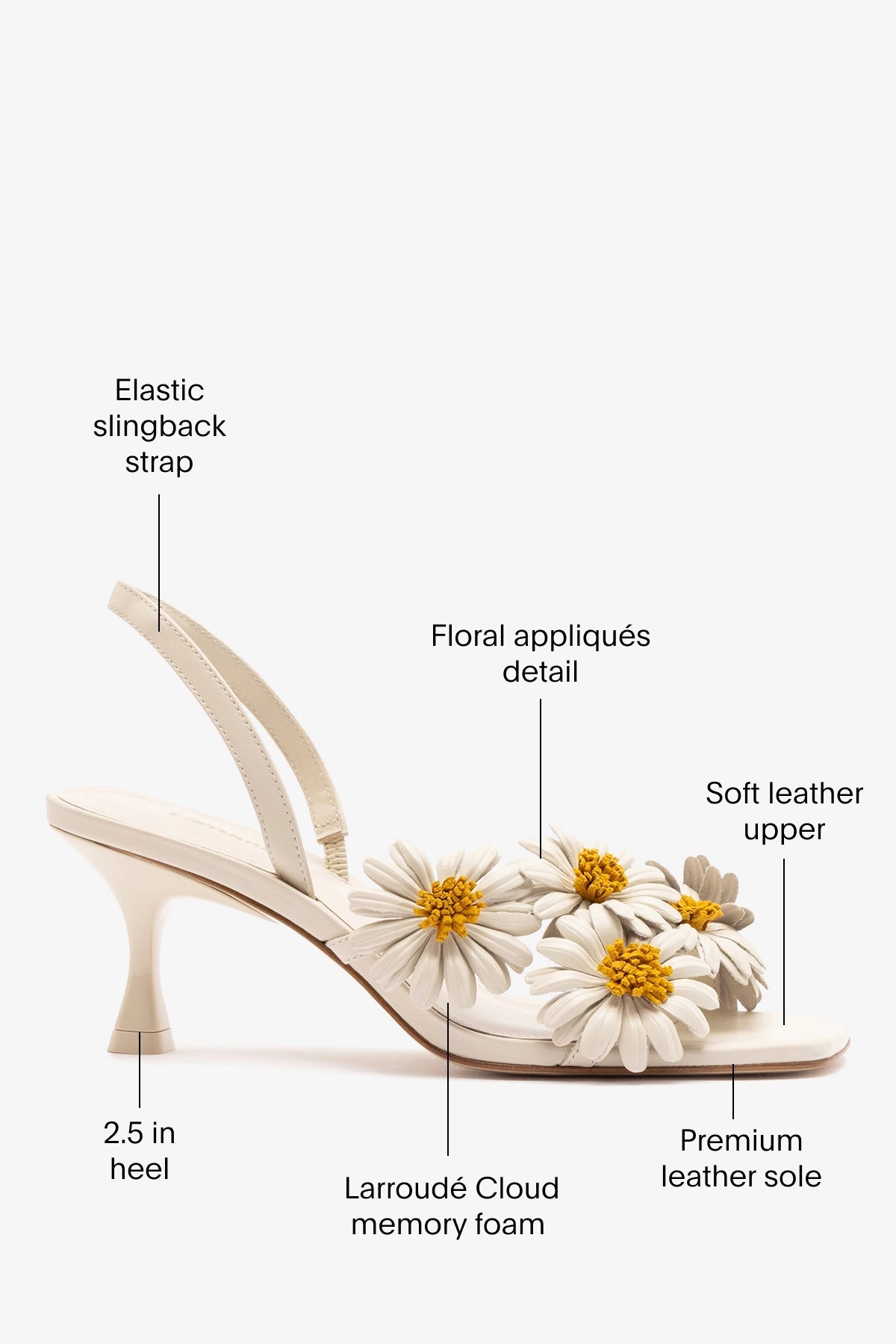Fiore Sandal Ivory Leather - Larroude