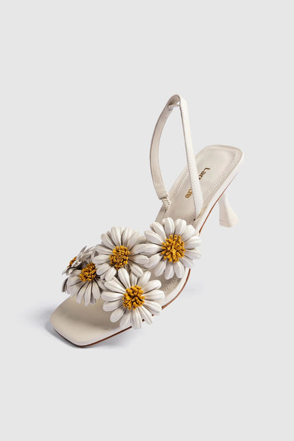 Fiore Sandal Ivory Leather - Larroude