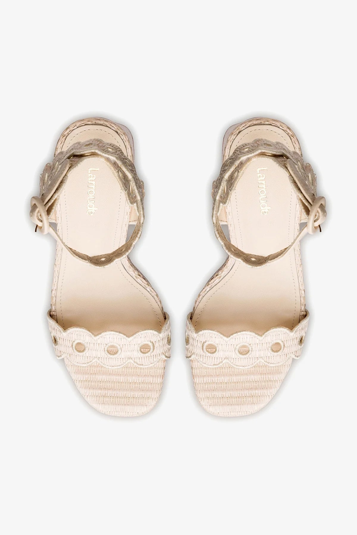 Dolly Broderie Sandal In Natural Raffia - Larroude