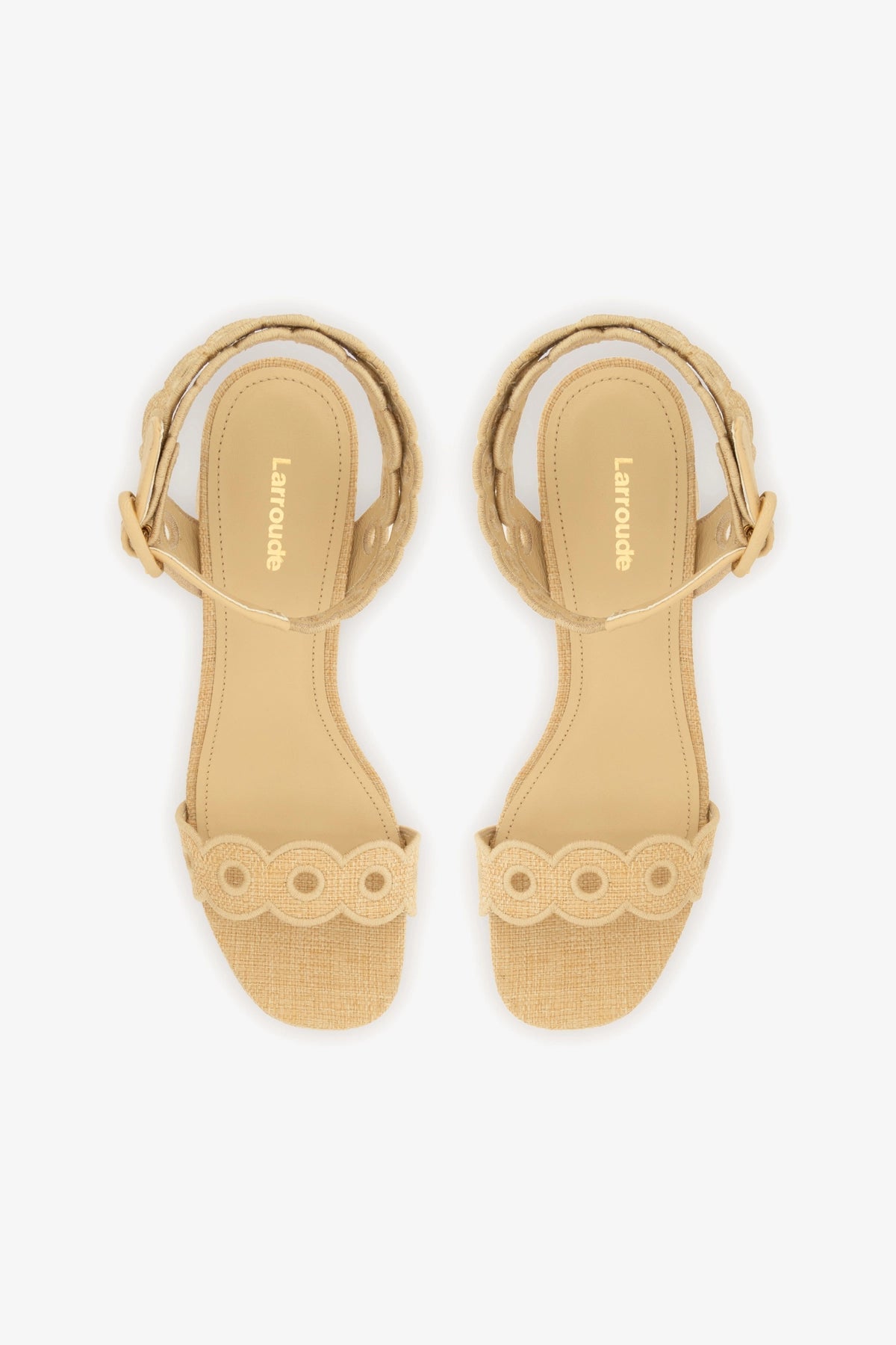 Dolly Broderie Low Sandal In Beige Raffia - Larroude