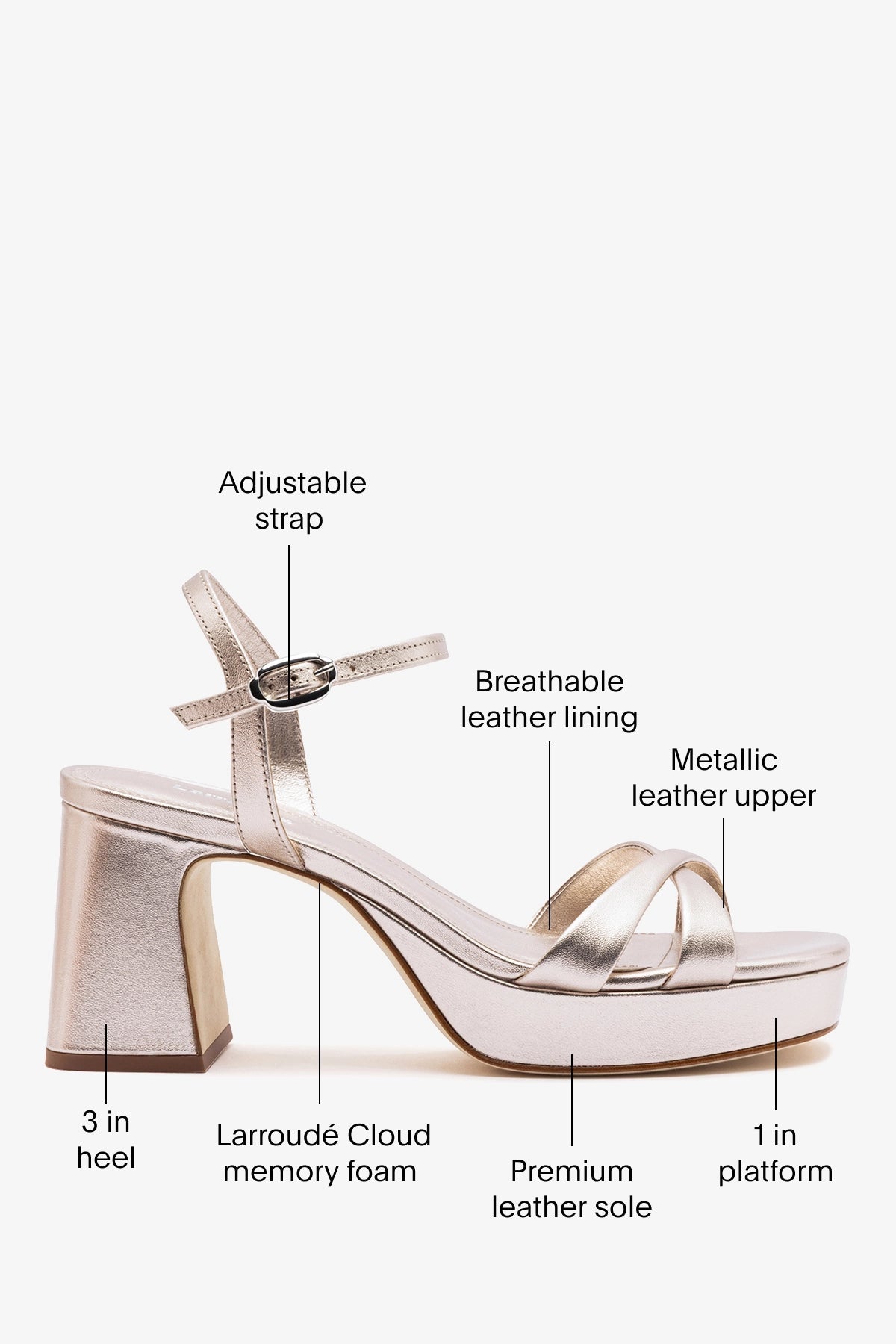 Bianca Low Sandal Champagne Leather - Larroude