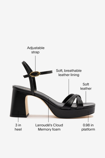 Bianca Low Sandal In Black Leather - Larroude