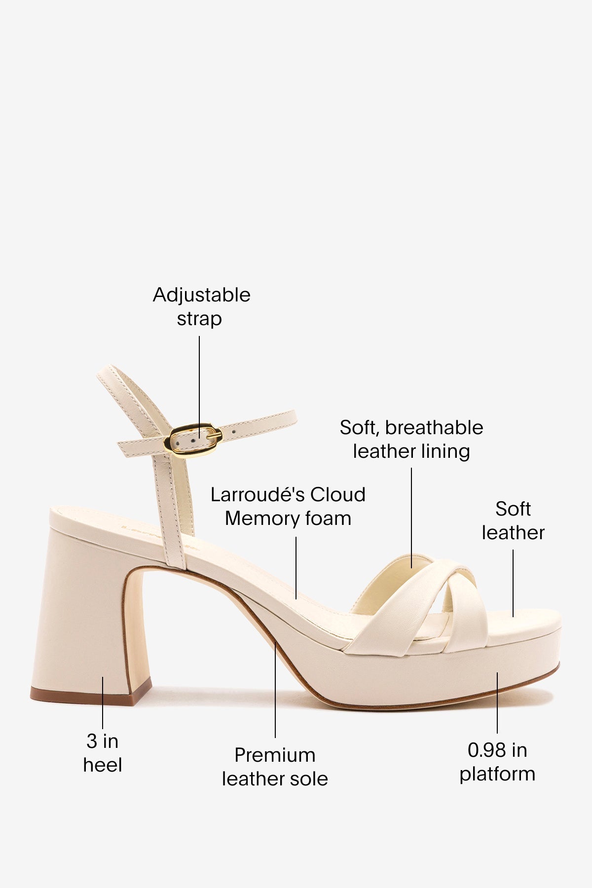 Bianca Low Sandal In Ivory Leather - Larroude