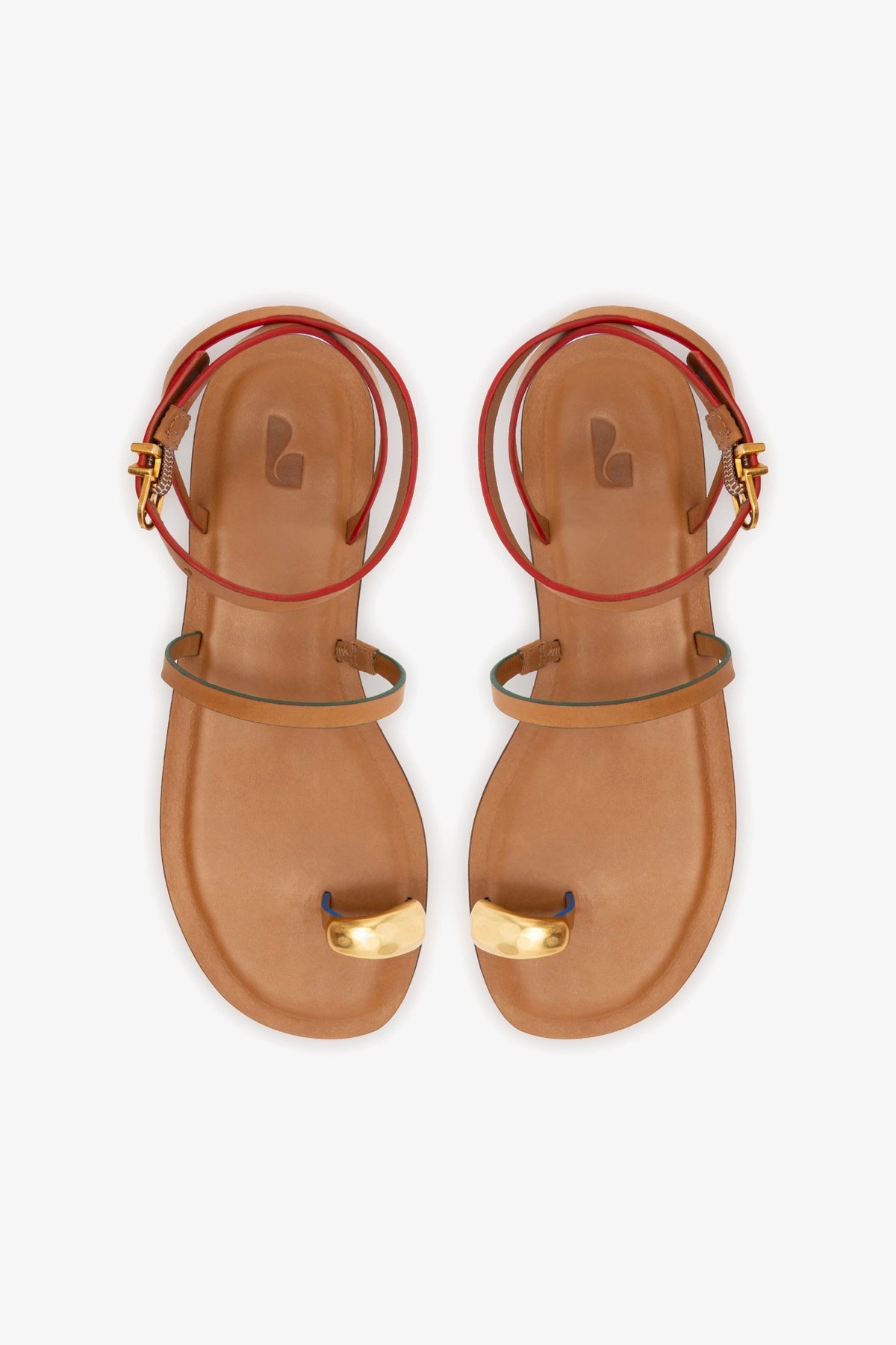 Biarritz Flat Sandal In Light Caramel Leather - Larroude