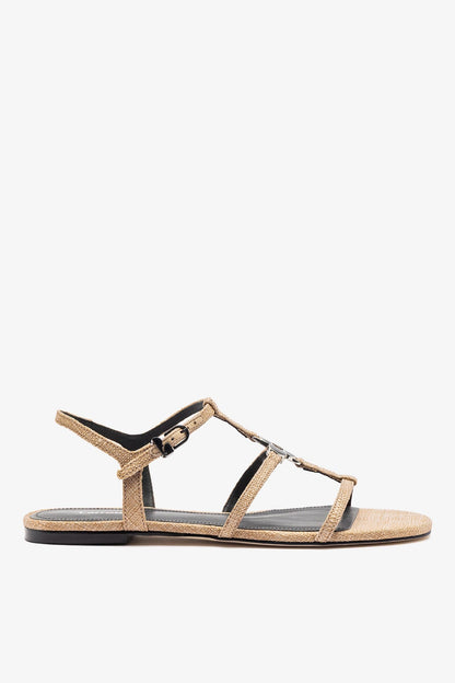 Hana Flat Sandal Beige Raffia - Larroude