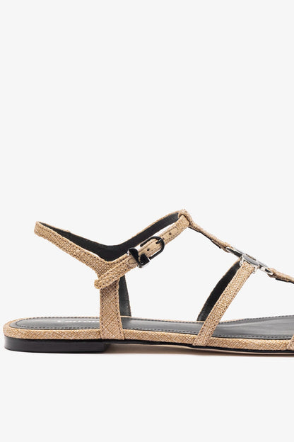 Hana Flat Sandal Beige Raffia - Larroude