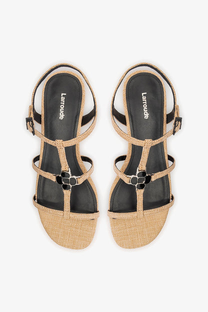 Hana Flat Sandal Beige Raffia - Larroude