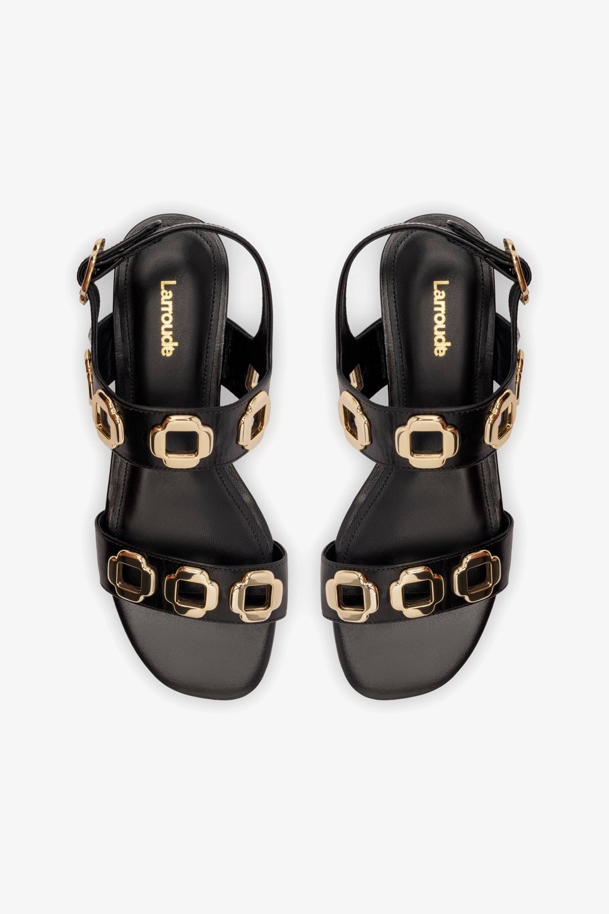 Milan Flat Sandal In Black Leather - Larroude