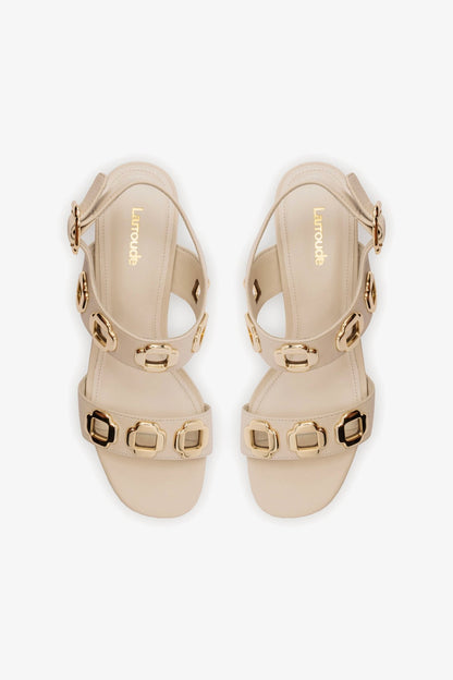 Milan Flat Sandal In Ivory Leather - Larroude