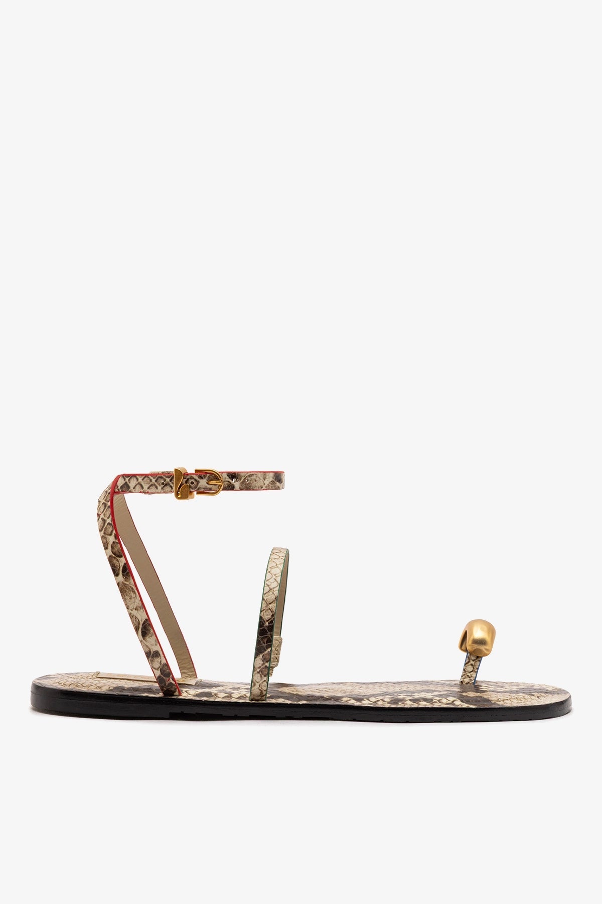 Biarritz Flat Sandal In Neutral Snake Leather - Larroude