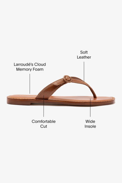 Mary Kate Flat Sandal In Caramel Leather - Larroude