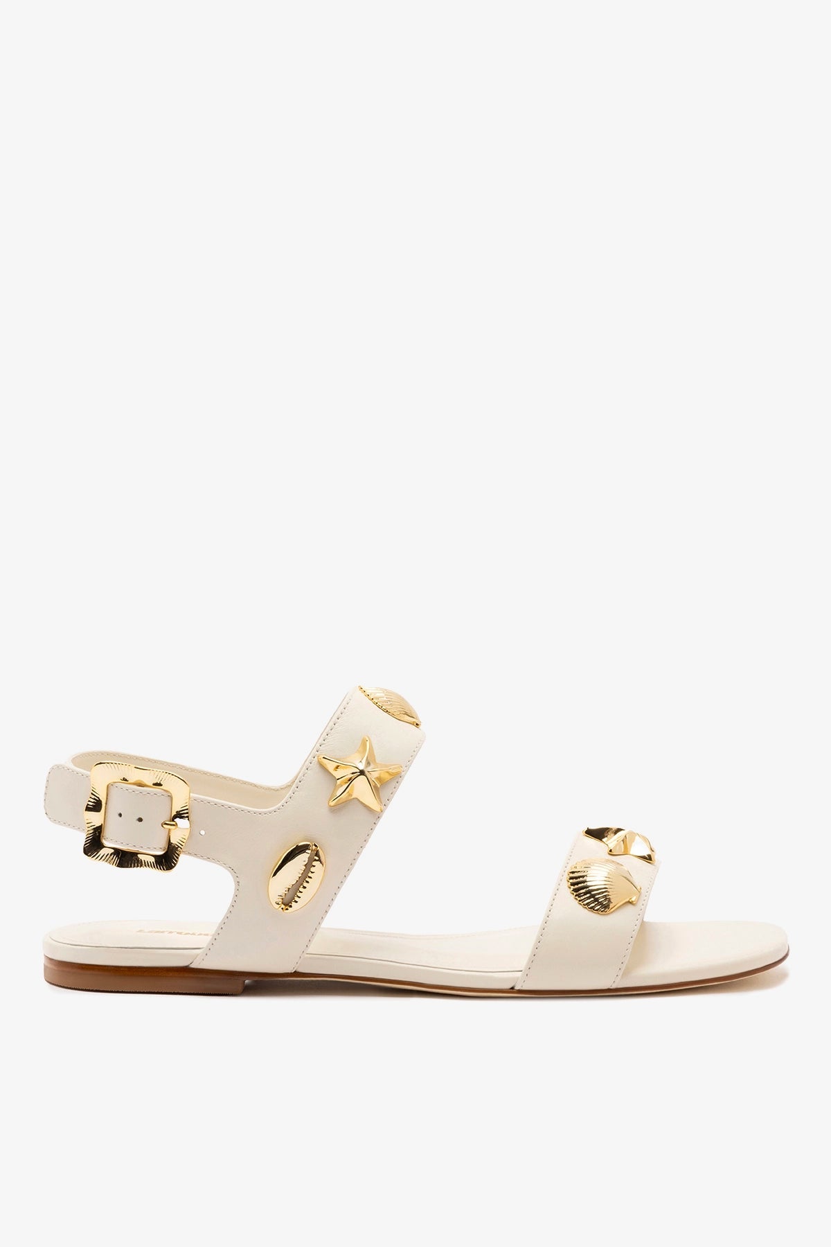 Madison Flat Sandal Ivory Leather - Larroude