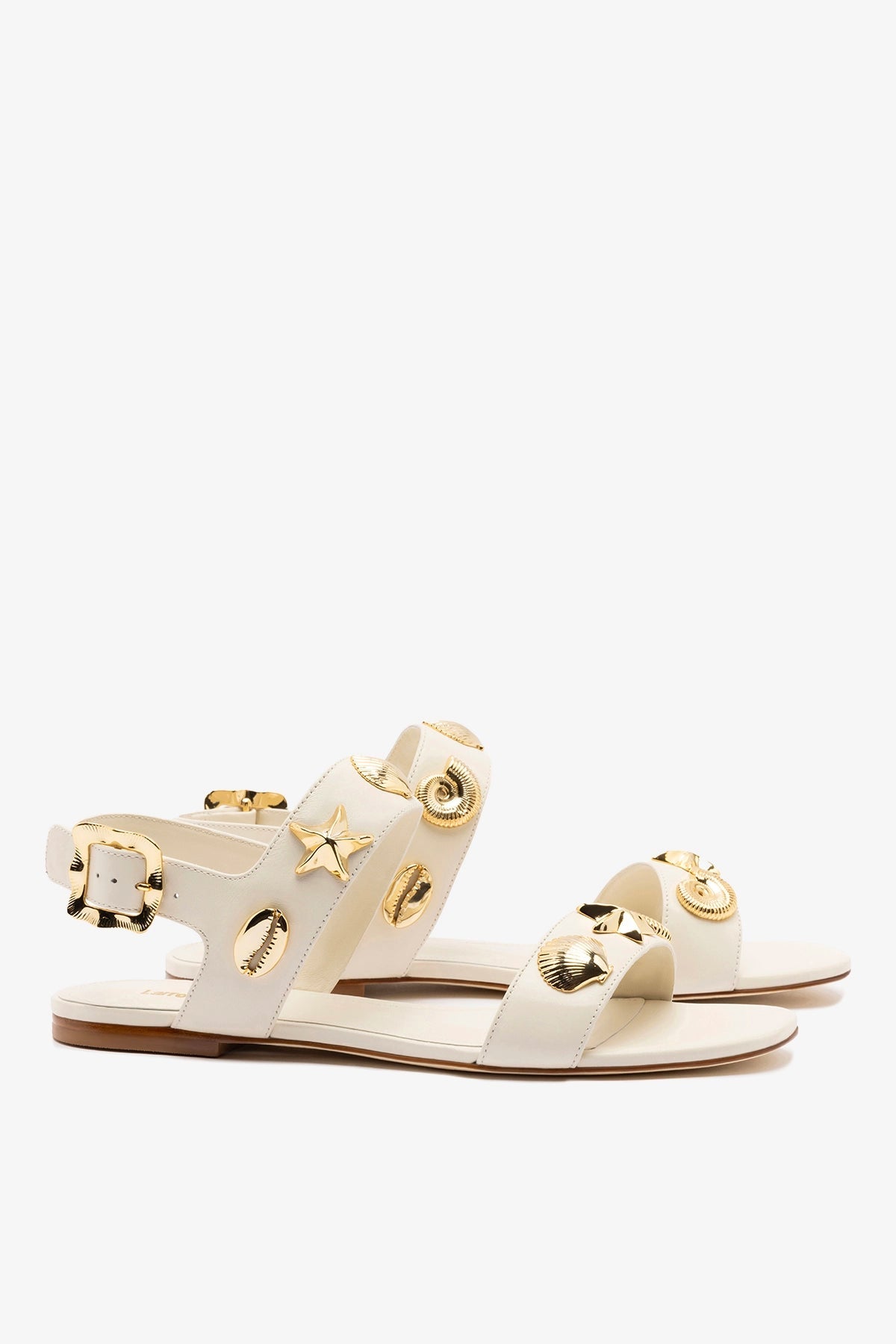 Madison Flat Sandal Ivory Leather - Larroude