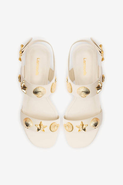 Madison Flat Sandal Ivory Leather - Larroude