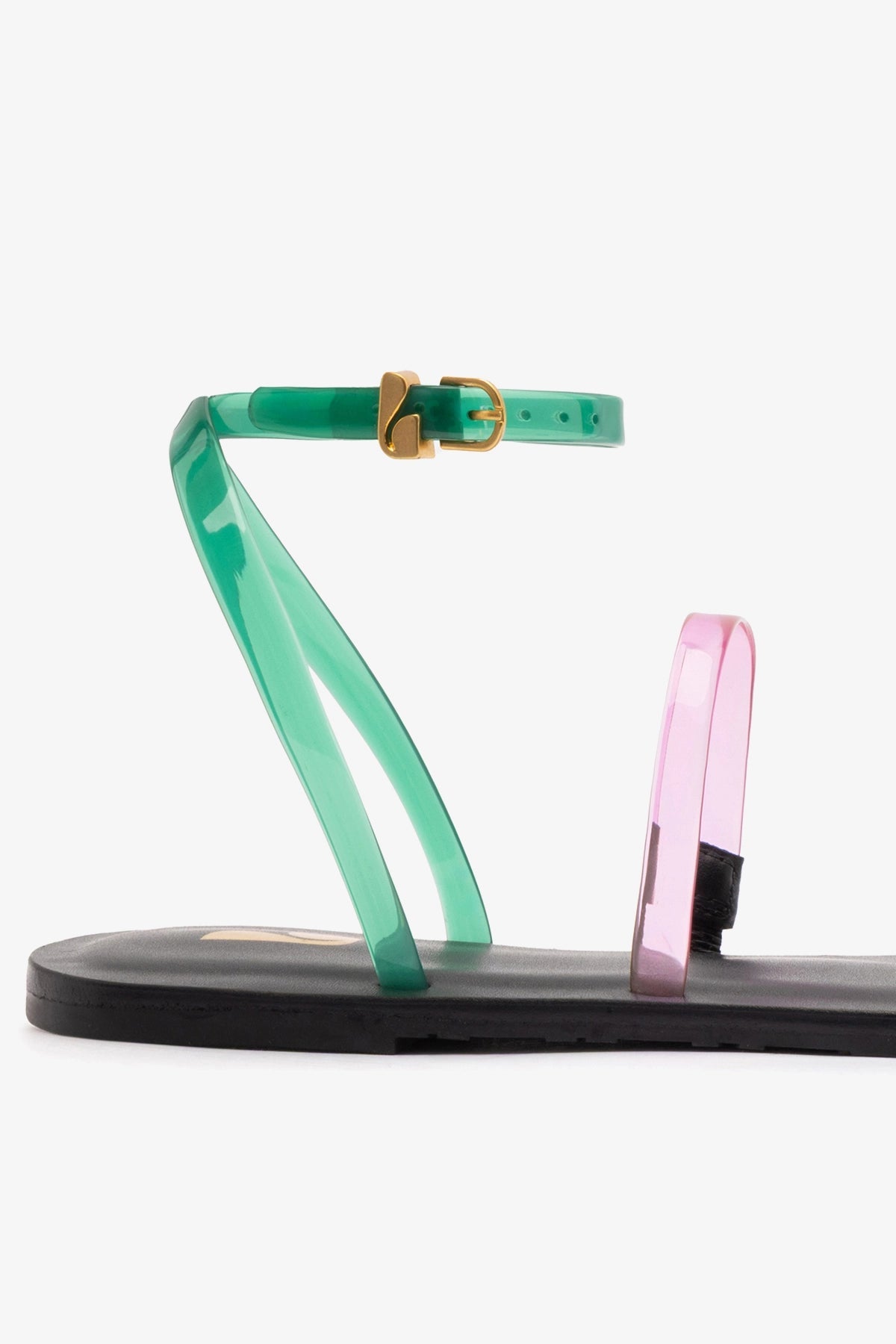 Biarritz Jelly Flat Sandal In Pink, Blue and Green Vinyl - Larroude