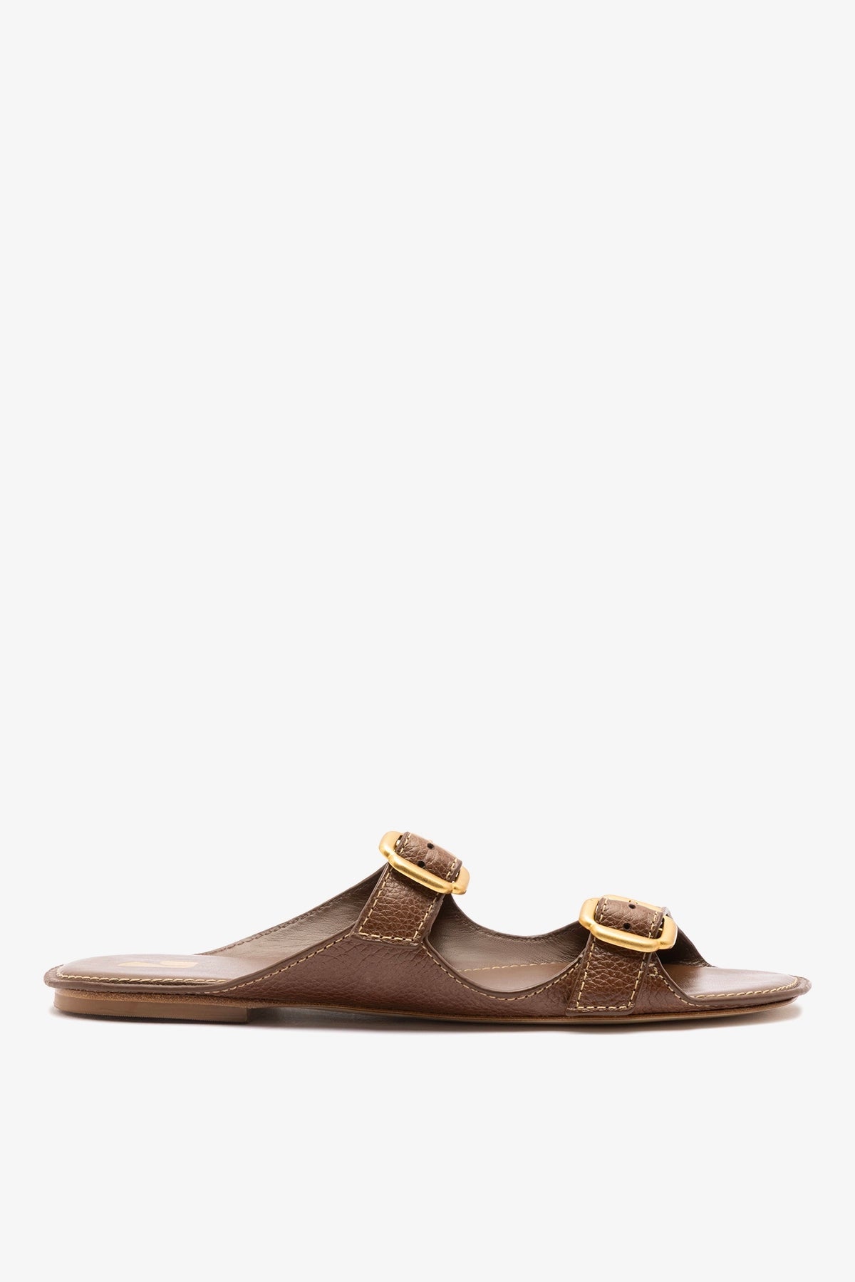 Amalfi Flat Burnt Umber Leather - Larroude