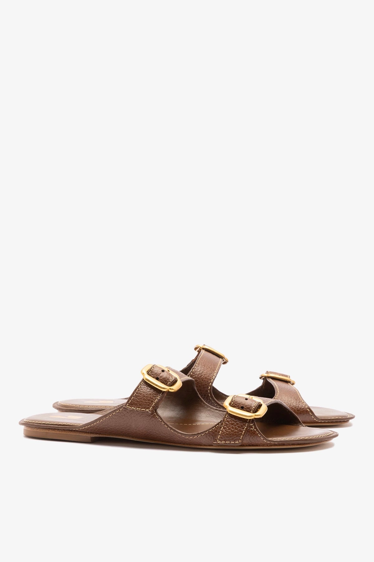 Amalfi Flat Burnt Umber Leather - Larroude
