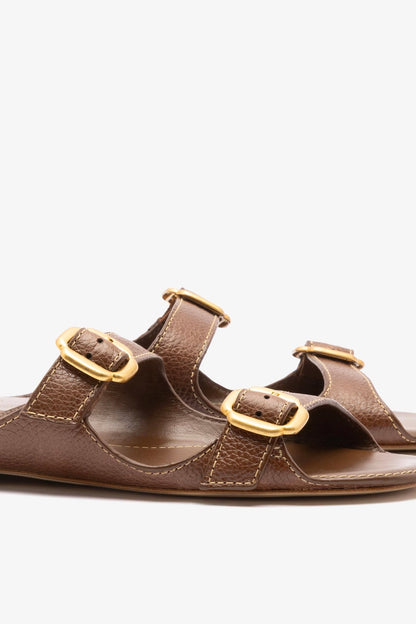 Amalfi Flat Burnt Umber Leather - Larroude