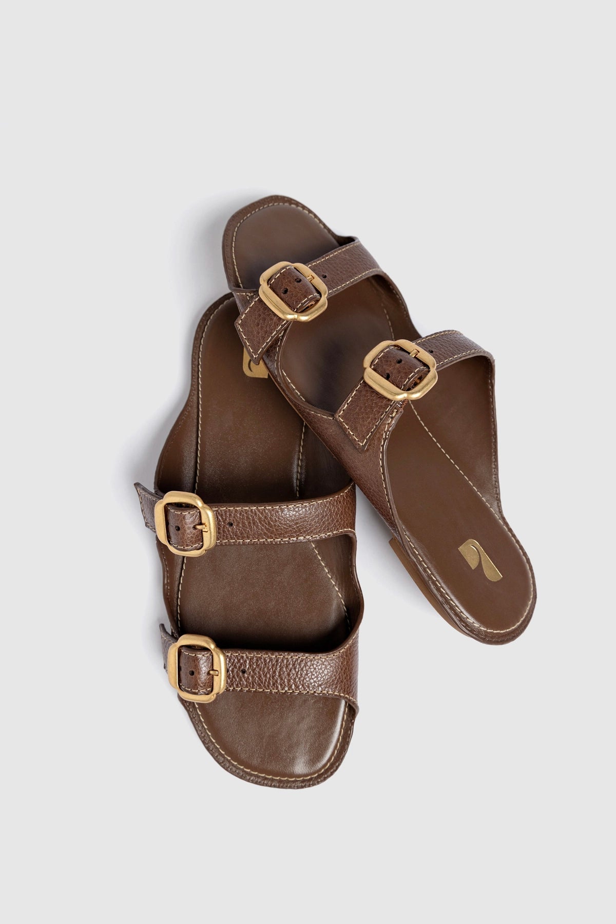 Amalfi Flat Burnt Umber Leather - Larroude