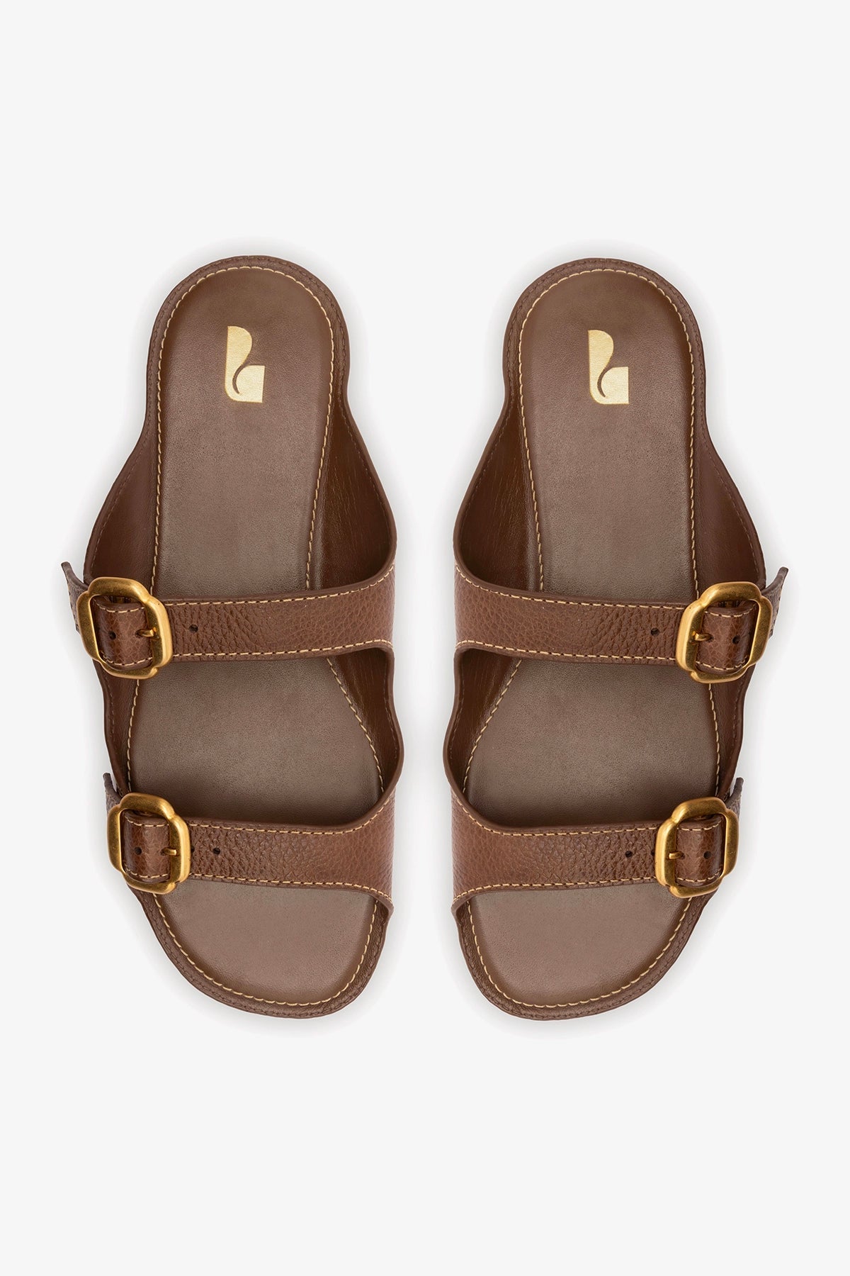 Amalfi Flat Burnt Umber Leather - Larroude