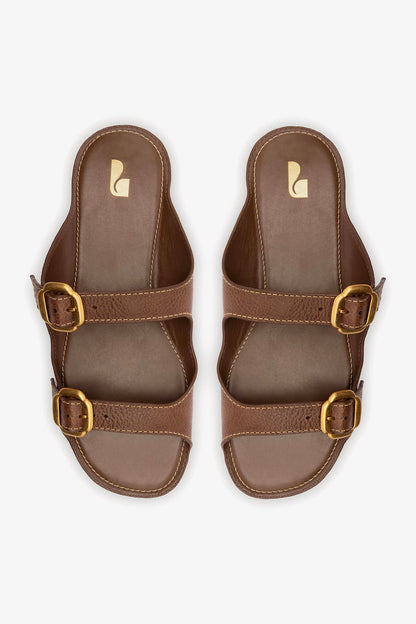 Amalfi Flat Burnt Umber Leather - Larroude