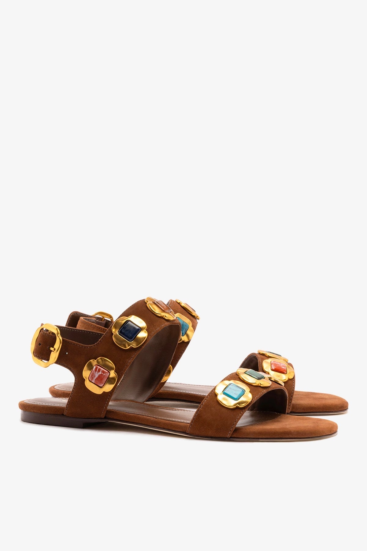 Milan Gioiello Flat In Burnt Umber Leather - Larroude
