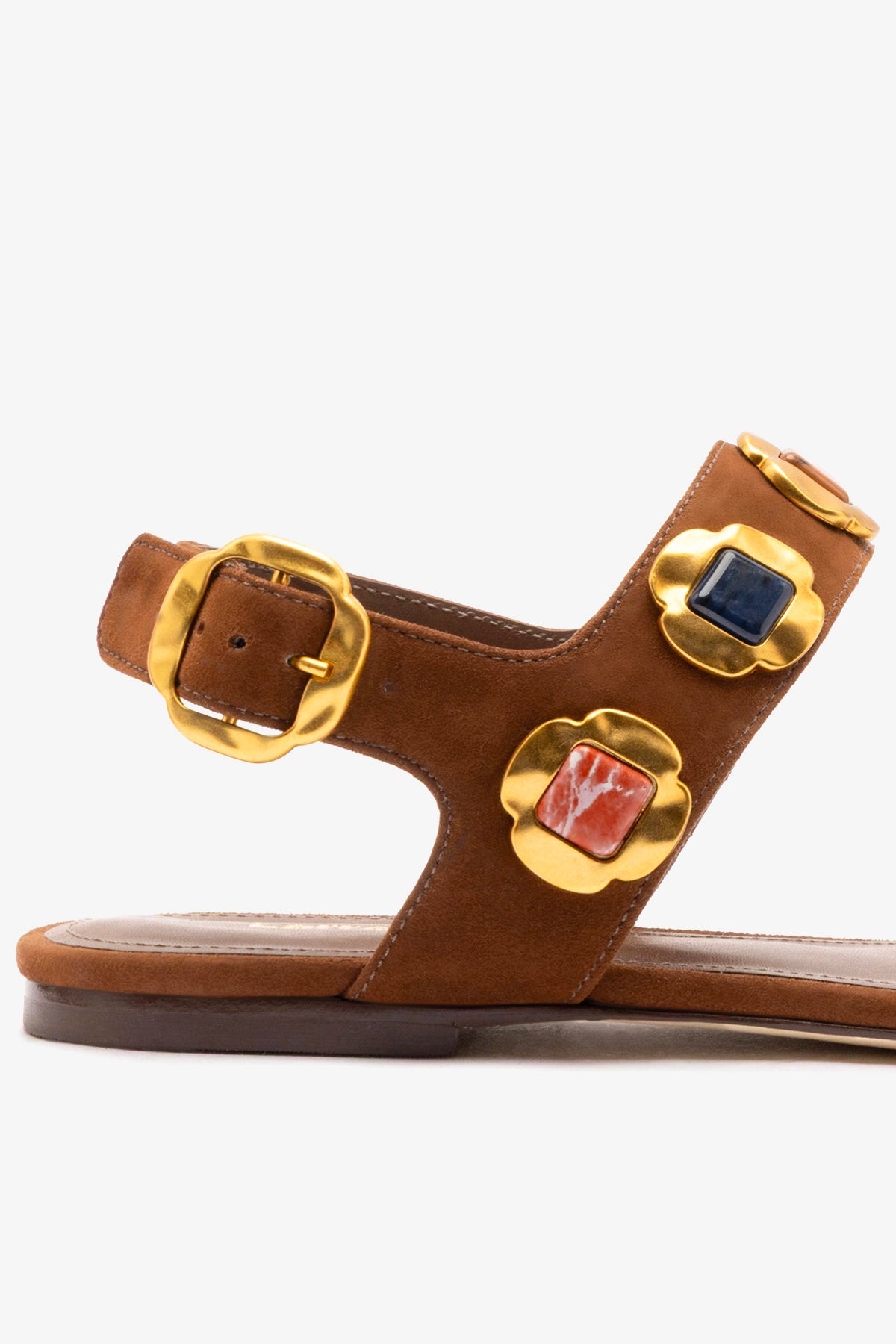 Milan Gioiello Flat In Burnt Umber Leather - Larroude